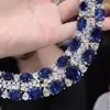 Łańcuchy Zoca S925 Srebrny naszyjnik dla kobiet w stylu Ruby Sapphire High Carbon Wedding Jewelry Akcesoria