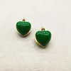 Backs Earrings Vintage Red Heart Enamel Clip Earring Exaggerate Brass Plated Gold Sweet