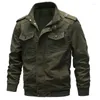 Men's Jackets Autumn Jacket Men Military 95% Cotton Breathable Coat Casual Stand Collar Epaulet Plus Size 4XL 5XL 6XL Mens
