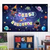 Materiale di fondo Universo Spazio Sfondo Panno Pianeta Veicolo spaziale Astronauta Sfondo Baby Boy Compleanno Festa Decor Cielo stellato Sfondo Banner YQ231003