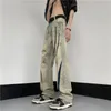 Jeans para hombres 2023 Retro Distressed Agujero rasgado para hombre Cintura alta Baggy Pierna ancha Pantalones de mezclilla Streetwear INS Pantalones casuales literarios