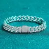 Marca de moda mulher pulseira cubana link correntes moissanite atacado puro 925 prata esterlina jóias iced out miami corrente