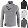 Männer Pullover Herbst Und Winter Modische Drei Korn Leder Knopf Hoher Kragen Verdickte Langarm Warme Pullover Sweate