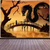 Background Material Japanese Dragon Tapestry Anime Samurai Tapestry Japanese Style Wall Hanging Ink Landscape Backdrop Flannel Fabric YQ231003