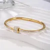 Link pulseiras 316l aço inoxidável micro incrustado zircão espiral 3d circular argila cristal criativo nicho feminino pulseira pulseira