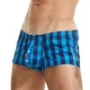 アンダーパンツSeobean Cotton Plaid Men Boxer Shorts Mens Pajama U凸ペニスポーチセクシーな下着睡眠ボクサーショート