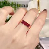 Cluster Rings Classic Design Double Layer Ruby Smooth For Women Exquisite Fashion Light Luxury Banquet Silver Jewelry Adjustable
