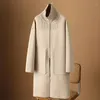 Casual Dresses Coffee Colored Cashmere Trench Coat For Women's Autumn 2023 High Collar Large Pocket Cloak Wool