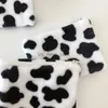 Tapés Bacos à main en peluche pour filles mignon hiver petite boucle fourchette ouverte de vache à grain de vache pour dames sacs de bande