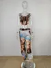 Pantalon de deux pièces pour femmes Mode Imprimé Femmes 2 Ensembles Sexy Corset Débardeur Sans Manches Crop Top Et Crayon Long Casual Y2k Streetwear Tenues 2023