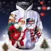 Erkek Hoodies Sulağı Santa Graphic Sweatshirt 3D Parti Sweatshirt Erkekler İçin Uzun Kollu Giyim Sonbahar Hip Hop Komik Tops