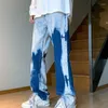 Mäns jeans män baggy y2k streetwear vintage denim byxor för avslappnad vårhöst lösa långa byxor svartblå