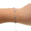 100% 925 sterling silver turkish evil eye 5 pcs tiny cute evil eye disco charm women Girl silver delicate link chain bracelet226F