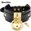 Punk Vrouwen Mannen Handgemaakte Oversized Choker Brede Band Big O Ronde Metalen Zilveren Hangslot Sleutel Hart Kraag Bondage Slave Goth Choker243J