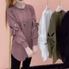 Women's Hoodies Stylish Solid Color Cut Out Sweatshirts Female Clothing Korean Loose Spring Autumn Long Sleeve Casual Bow Round Neck