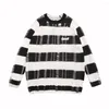 Men's Sweaters High Street Ripped Oversized Hip Hop Sweater Streetwear Distressed Jumpers Striped Loose Fit Pullover Knitwear Tops
