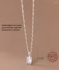 Chains 46cm Female Silver 925 Necklace Minimalist Fashion Square Zircon Pendant For Women Jewelry Girt Girls