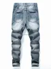 Jeans pour hommes Jeans déchirés effilochés délavés à l'eau de Javel-Look élégant et confortable! L231003