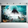 Matériel de fond Halloween toile de fond horreur lune nuit effrayant cimetière citrouille lanterne château Photo fond fête d'anniversaire photographie accessoires YQ231003