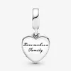 L'amore in argento sterling 100% 925 fa sì che un cuore di famiglia ciondola i pendenti adatti al braccialetto europeo originale con ciondoli Accessori per gioielli di moda344Y