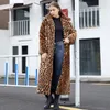 Casaco de pele de leopardo feminino, casaco vintage longo falso de luxo quente fofo jaqueta de couro para mulheres jaquetas de alta qualidade