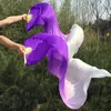 Stage Wear Voile de Soie Éventail de Danse du Ventre Violet/Blanc 1 Paire (gauche Droite) 1,8 m