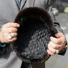 Bérets de luxe hiver homme haut véritable chapeau de bombardier mâle véritable tête chaude noir/marron casquettes cadeau pour papa Gorras