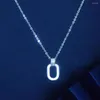 Chains Real Pure Platinum 950 Chain Women Lucky Hollow Square Pendant O Link Necklace 3.7g