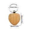 Creative Wooden Pendant Keychains Geometric Beech Wood Tag Keyring DIY Engraved Crafts Material Daily Party Gifts Decoration