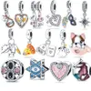 925 Silver fit pandora charms pärlor passar kvinnor charm hjärta -formad lycklig symbol suspension enkel