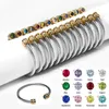 Bangle Requintado Aço Inoxidável Moda Colorido Cristal Birthstone Sorte Criativo Casal Jóias