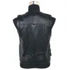 Gilet da uomo Gilet in vera pelle Giacca senza maniche da uomo Casual Molte tasche Gilet marrone nero antivento Taglia grande 7XL