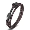 Braccialetti con ciondoli 2023 Bracciale da uomo di moda Punk Nero Braccialetti di ancoraggio Braccialetti da donna in pelle Corda Regalo gioielli Pulsera