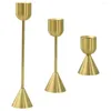 Świecane uchwyty 3 szt. Metal Taper Holder House For Pilar Candles Gold Candlestick Żelazny komputer stacjonarny