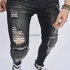 Men's Jeans 2023 Men New Ripped Patch Stretch Skinny Pencil Biker Jeans Trousers Stylish Male Holes Casual Denim PantsL231003