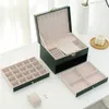 Jewelry Boxes 3-Layer PU Organizer Box Necklaces Earrings Rings Display Holder Case Large Capacity Gift For Women L2210212433