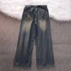 Jeans para hombres Perforados American High Street Preppy Hombres Mujeres Punk Pantalones Verano Gótico Oversize Pierna ancha Y2K Ripped