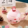 Mugs Merry Christmas Mug 400ml Ceramic Coffee Cups With Lid Office Creative Breakfast Milk Juice Tea Cup Drinkware