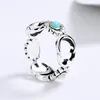 Women Girl Daisy Turquoise Ring Flower Letter Rings Gift for Love Girlfriend Fashion Jewelry Accessories Size 5-9288d