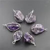 Pendant Necklaces Natural Stone Irregular Winding Amethyst Necklace Purple Crystal Fashion Reiki Charm DIY Jewerly Accessories Making 8Pcs