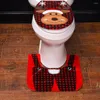 Toilet Seat Covers Christmas Cover And Mat Santa Claus Year Set Bathroom Home Nonwoven Cloth Decorative