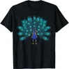 Men's T Shirts Blue Peacock Print Men Women Short Sleeve Cotton T-Shirt Teal Feathers Clothes