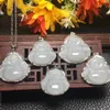 Zertifikat natürliche Jade Buddha Halskette Damen Anhänger Geschenk mit Box Inlay 925 Silber Schmuck Anhänger295T