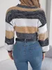 Damestruien Casual sexy dames trui met lange lantaarnmouwen Vrouwelijke tops Meisje streetwear gebreide dames cropped