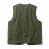 Men's Vests Men Summer Sleeveless Multi-pocket Vintage Casual Wear Cotton Short Safari Style Coat Waistcoat Male