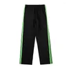 Pantaloni da uomo AGHI Arrivo Pantaloni sportivi Viola Farfalla Ricamo Verde Fettuccia Pantaloni a righe Cerniera 1:1 Uomo Donna Oversize