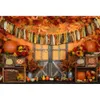 Matériel de fond Automne Thanksgiving Décors Photographie Automne Grange Rustique Porte En Bois Récolte Halloween Baby Shower Fond Photocall Accessoires YQ231003