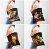 Sacos de compras Dupla Impressão Casual Medieval Europa Pintura A Óleo Crianças Canvas Shopper Bag Bolsas Estilo Vintage para Mulheres