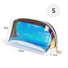 Sacos cosméticos cor laser saco transparente pvc higiene pessoal organizador de maquiagem feminino meninas à prova dwaterproof água zíper compõem caso de beleza