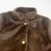 Manteau en fausse fourrure pour femmes, avec col montant, veste moelleuse élégante, vêtements écologiques Vintage, marron, hiver 2023